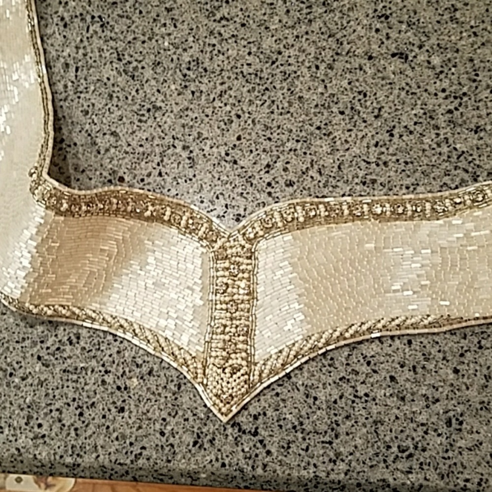 Iridescent White Bead Wedding Belt